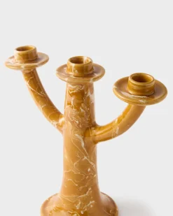 Cabana Candles|Marbled Candelabra in Terracotta