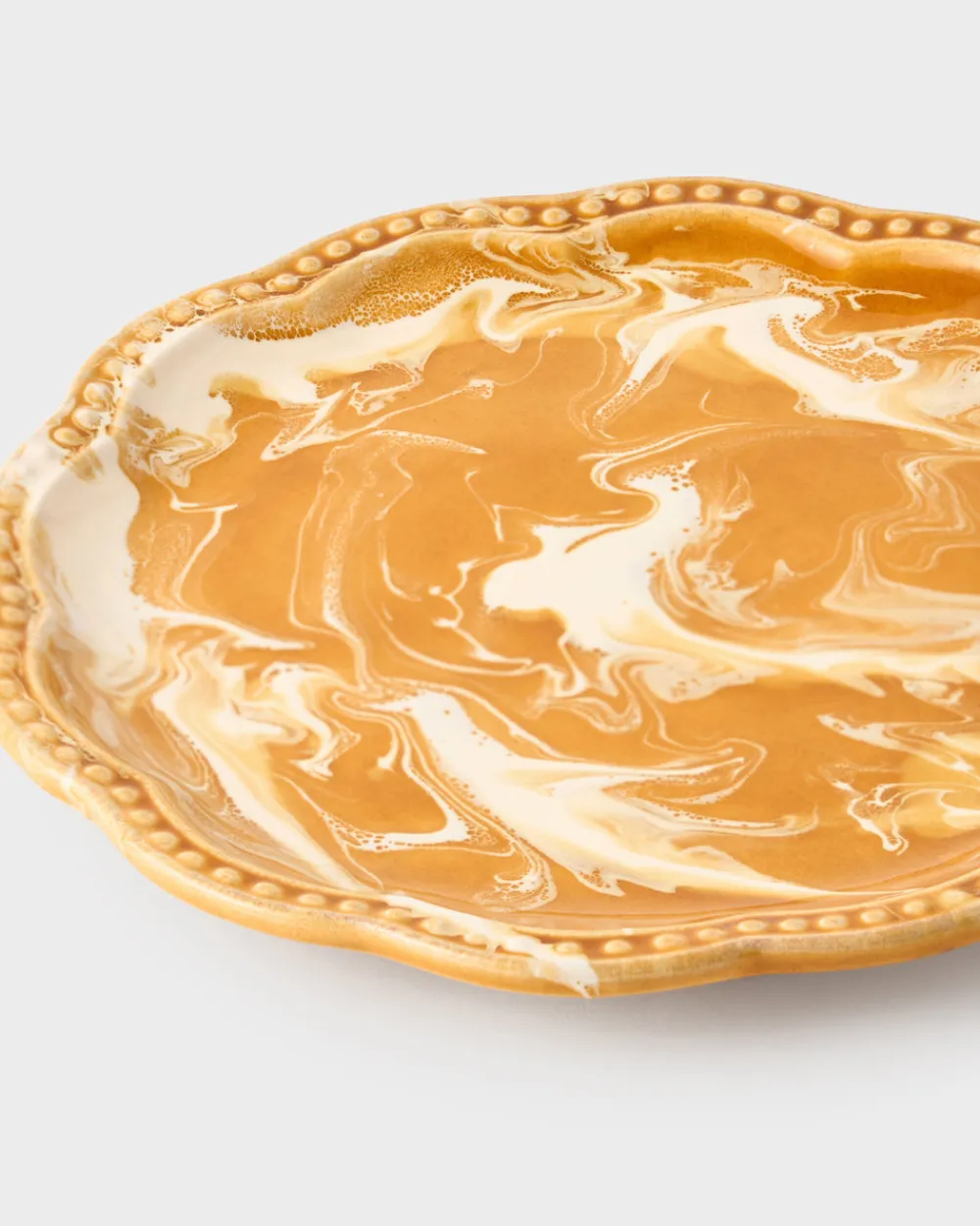 Cabana Dinnerware|Marbled Scalloped Dessert Plate in Terracotta