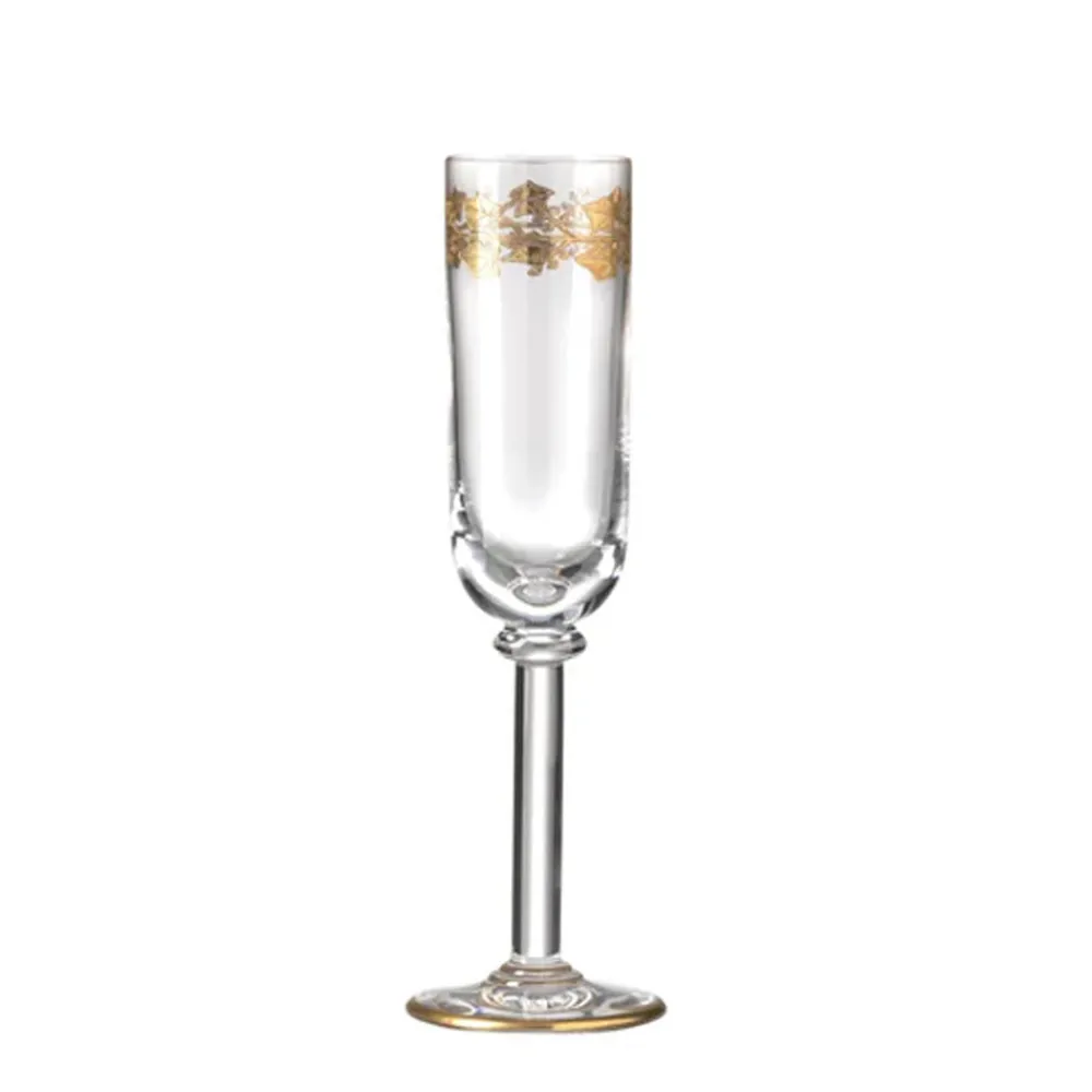 Ginori 1735 Glassware|Marchese Flute Goblets Gold Thread, Set of 2