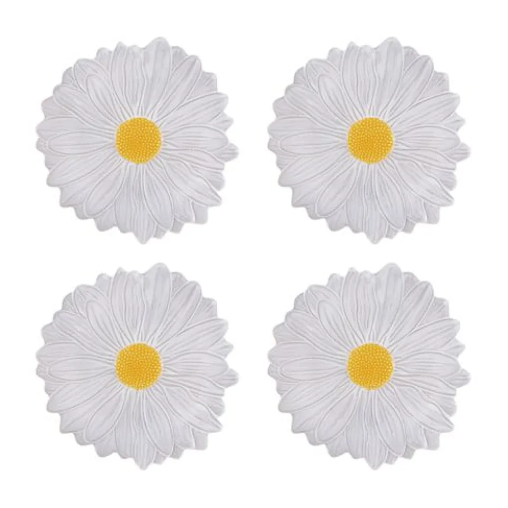 Bordallo Pinheiro Dinnerware|Maria Flor Fruit Plate 23" Daisy, Set of 4