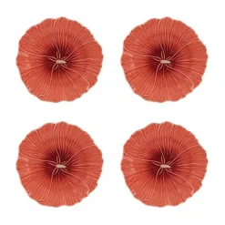 Bordallo Pinheiro Dinnerware|Maria Flor Fruit Plate Hollyhock, Set of 4
