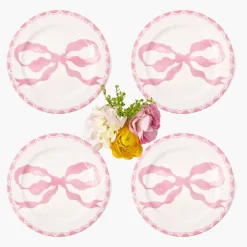 Mrs. Alice Dinnerware|Marilyn Pink Bow Starter Plates, Set of 4