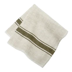 Caravan Place Settings & Linens|Marseille Napkins in Olive Green & Natural, Set of 4
