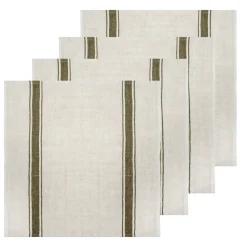 Caravan Place Settings & Linens|Marseille Napkins in Olive Green & Natural, Set of 4