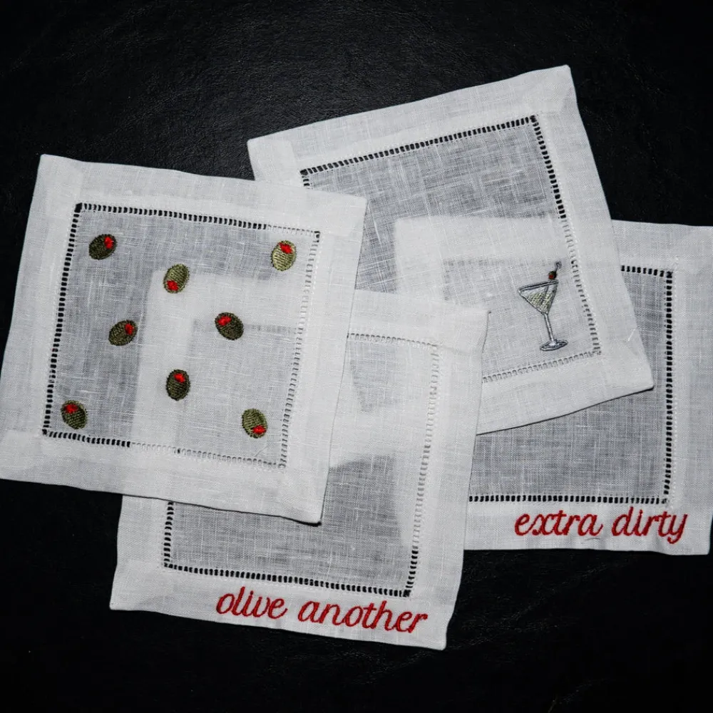 No Reservations Place Settings & Linens|Martini Cocktail Napkins, Set of 4