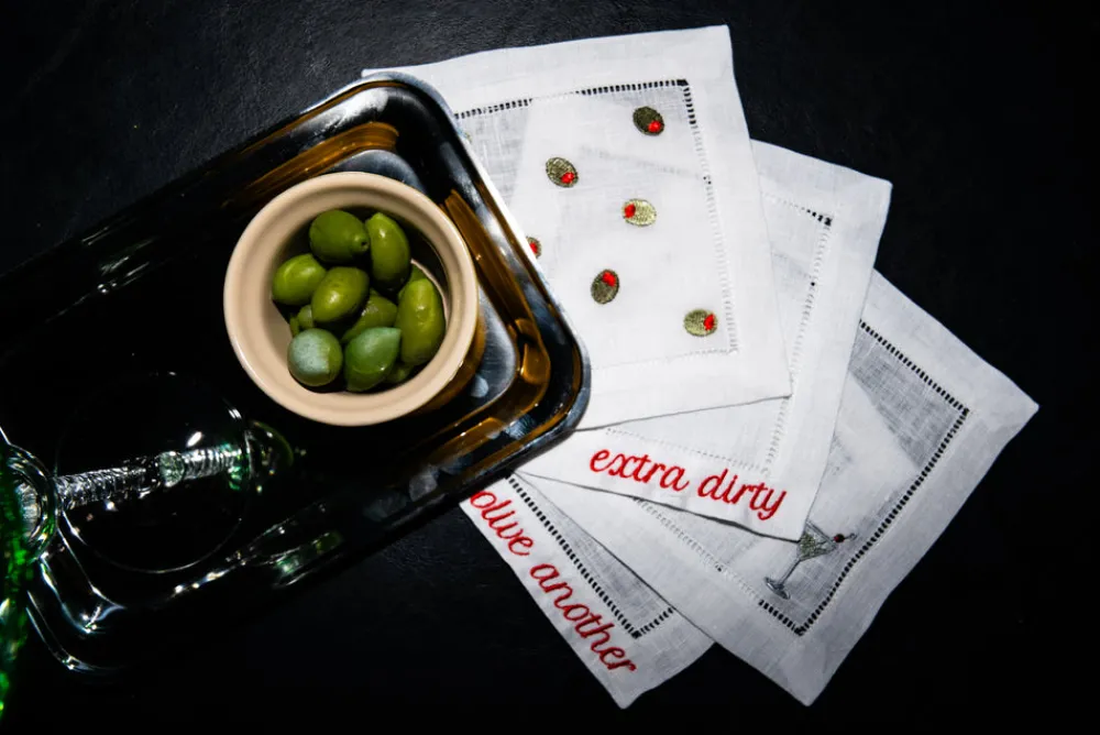 No Reservations Place Settings & Linens|Martini Cocktail Napkins, Set of 4