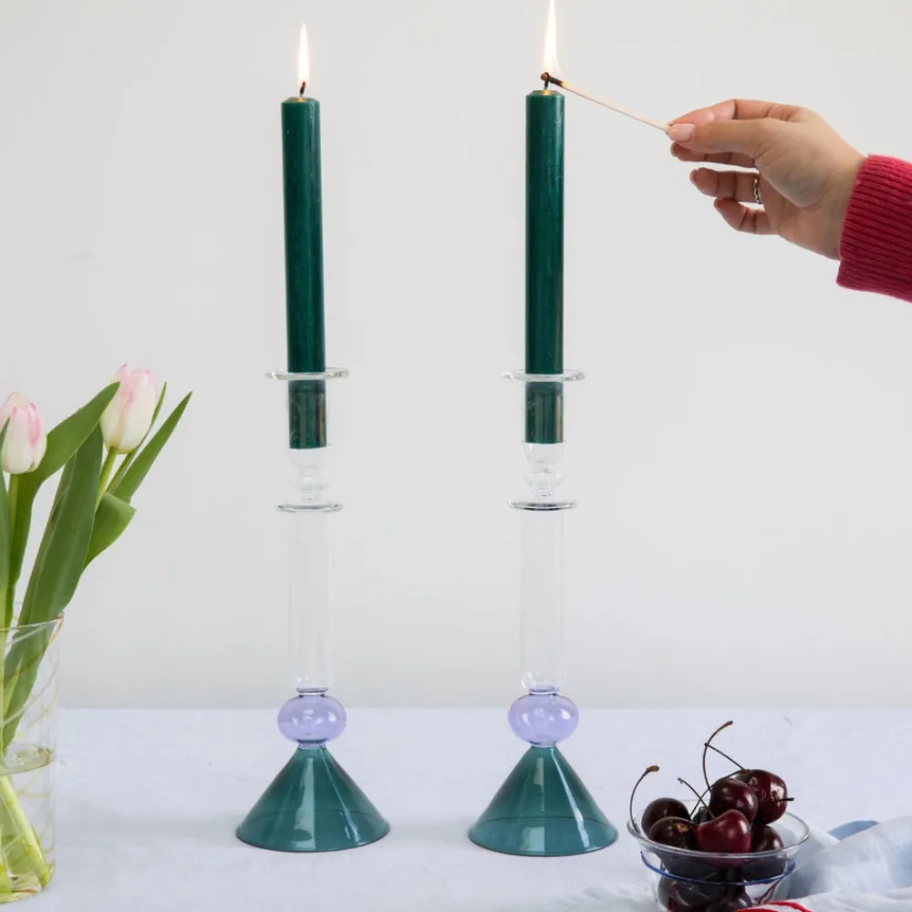 Issy Granger Candles|Martini Glass Candlestick in Teal