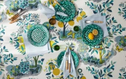 Matouk Place Settings & Linens|Schumacher Citrus Garden Tablecloth in Pool