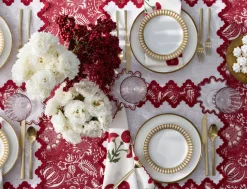 Matouk Place Settings & Linens|Schumacher Granada Tablecloth in Scarlet