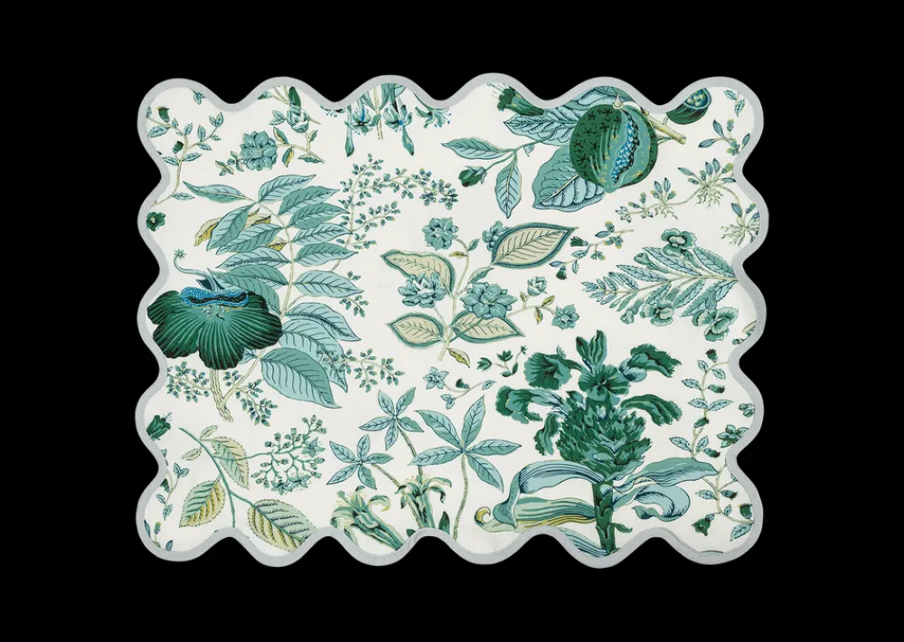 Matouk Place Settings & Linens|Schumacher Pomegranate Placemats in Emerald, Set of 4
