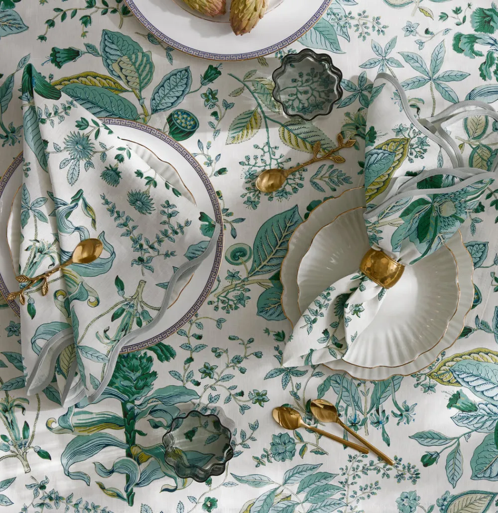 Matouk Place Settings & Linens|Schumacher Pomegranate Tablecloth in Emerald