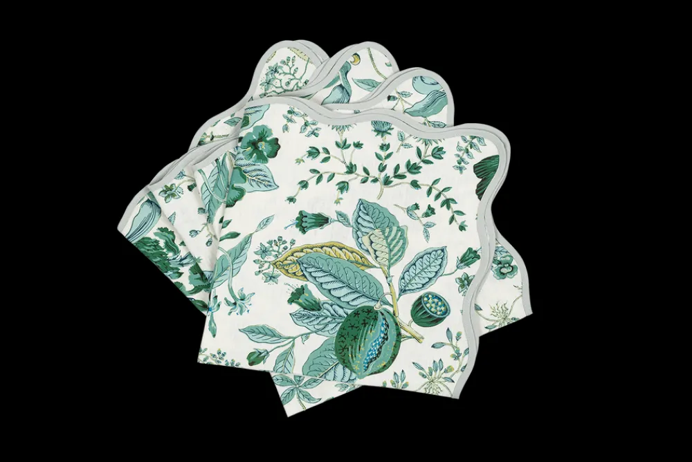 Matouk Place Settings & Linens|Schumacher Pomegranate Napkins in Emerald, Set of 4