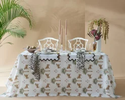 Matouk Place Settings & Linens|Schumacher Tiger Palm Tablecloth