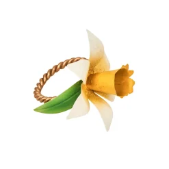 Juliska Place Settings & Linens|Meadow Walk Daffodil Napkin Ring, Set of 4 in Yellow