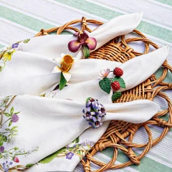 Juliska Place Settings & Linens|Meadow Walk Floral Napkin Ring Assorted, Set of 4 in Multi