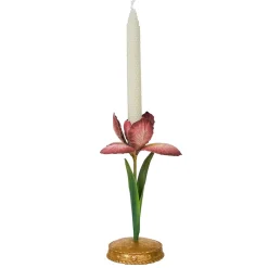 Juliska Candles|Meadow Walk Iris 9" Candlestick in Pink