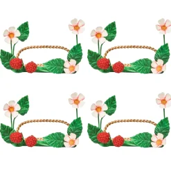 Juliska Place Settings & Linens|Meadow Walk Raspberries Place Card Holder, Set of 4 in Multi