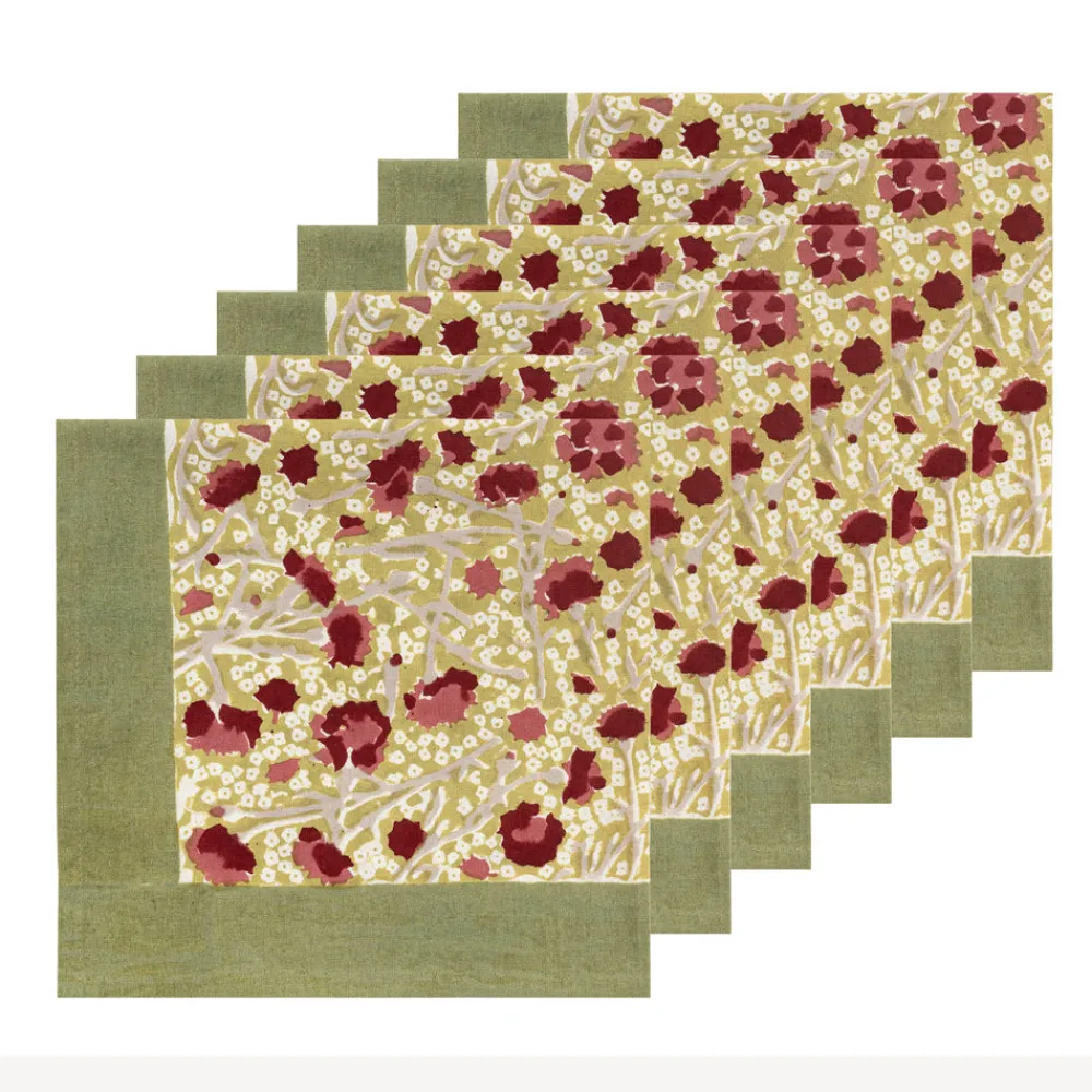 Couleur Nature Place Settings & Linens|Meadows Napkins Red & Green, Set of 6
