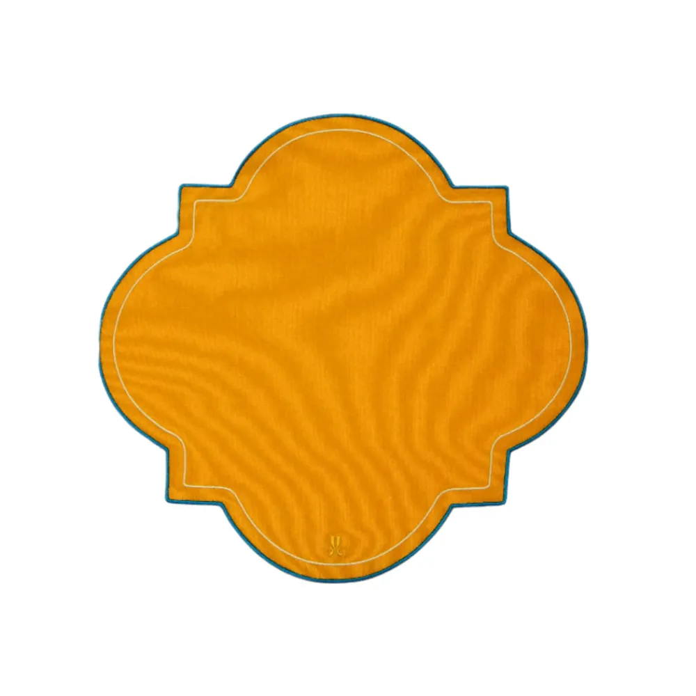 La DoubleJ Place Settings & Linens|Medallion Placemats in Solid Yellow, Set of 2