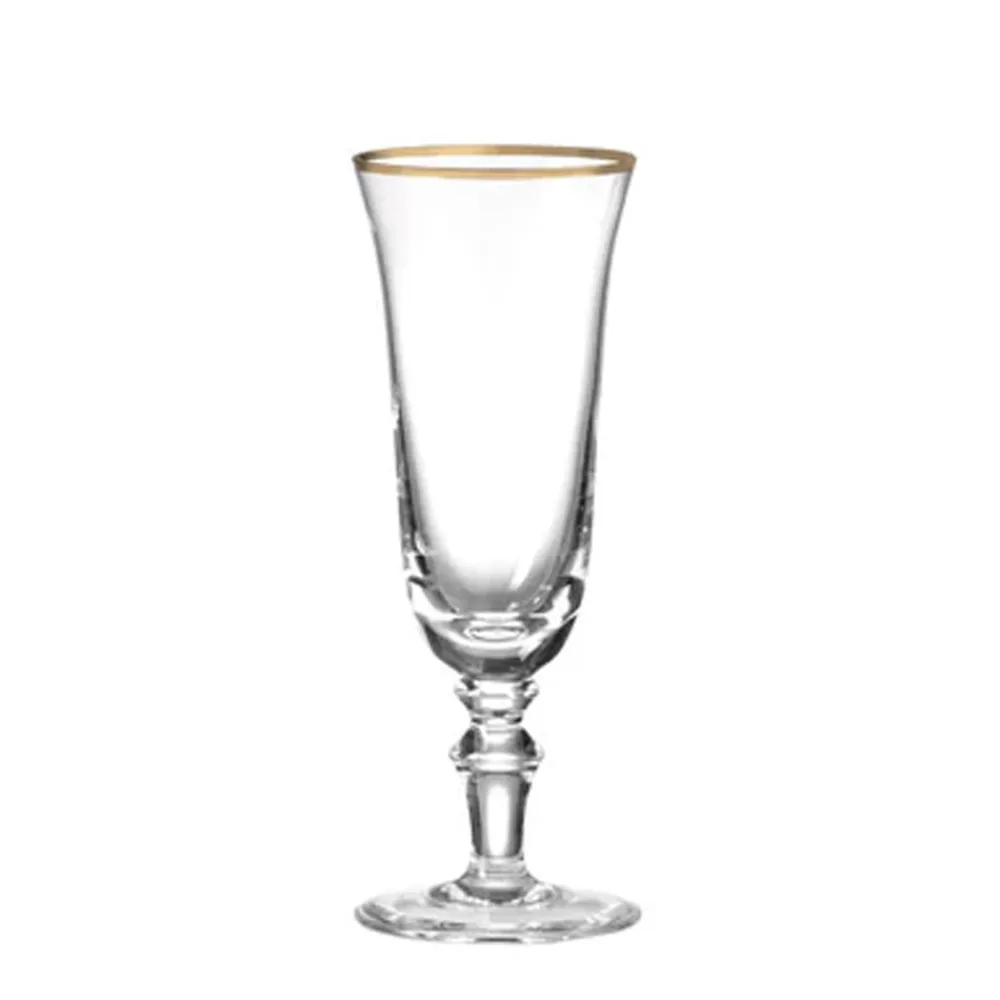 Ginori 1735 Glassware|Medici Flute Goblets Gold Thread, Set of 2