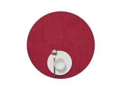 Chilewich Place Settings & Linens|Mini Basketweave Round Placemat in Scarlet
