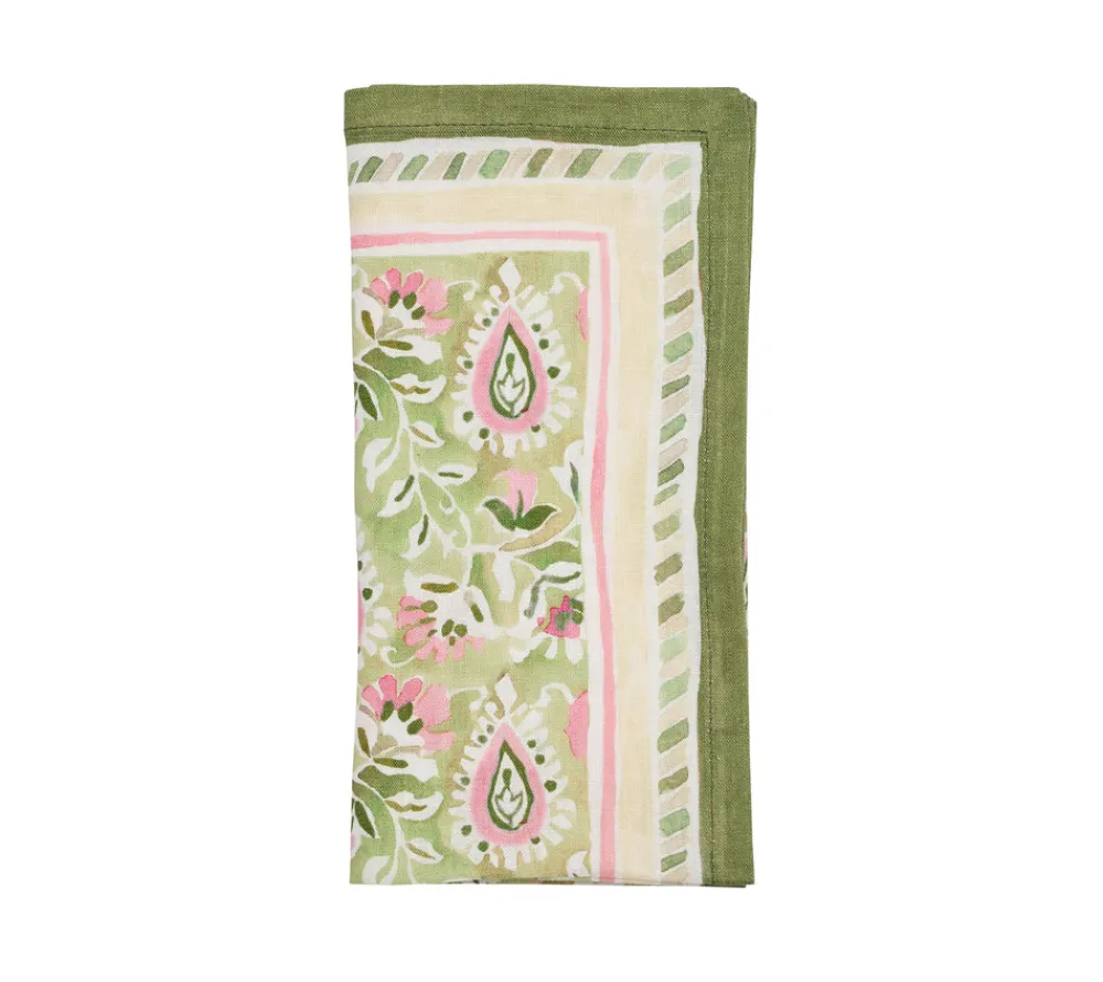Kim Seybert Place Settings & Linens|Mira Napkin in Green & Pink, Set of 4