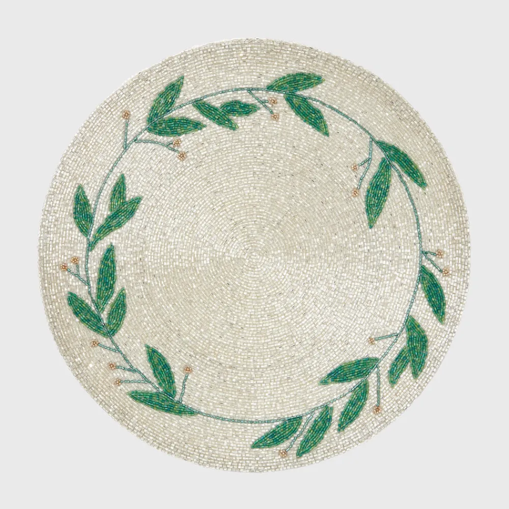 Joanna Buchanan Place Settings & Linens|Mistletoe Hand Beaded Placemat