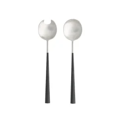 Costa Nova Flatware|Mito Collection Salad Serving Set in Brushed Black Cable, Set of 2