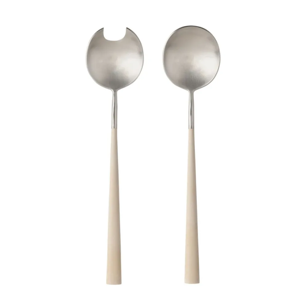 Costa Nova Flatware|Mito Collection Salad Serving Set in Brushed Cru Cable, Set of 2