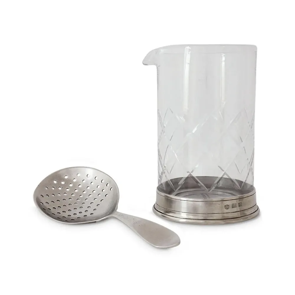 Match Bar|Silver|Mixing Glass and Cocktail Strainer Set, Set of 2
