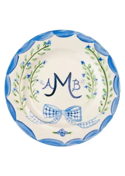 Tricia Lowenfield Best Of Baby Registry|Dinnerware|Monogram Dinner Plate Blue, 10"