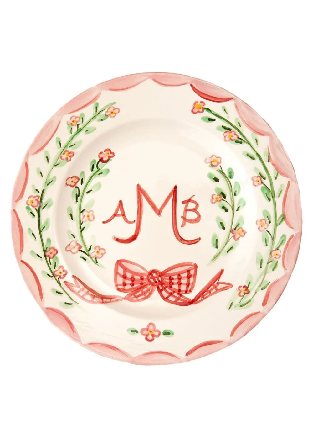 Tricia Lowenfield Best Of Baby Registry|Dinnerware|Monogram Dinner Plate Pink, 10"