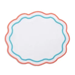 Loulou La Dune Place Settings & Linens|Morgan Placemat and Napkin Set in Turquoise