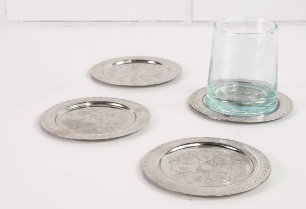 Verve Culture Place Settings & Linens|Moroccan Berber Silver Coasters, Set of 4