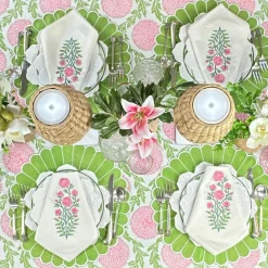 Flying Sheep Country Place Settings & Linens|Motif Napkin in Pink Flower, Set of 4