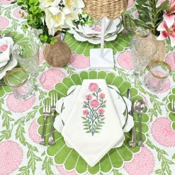 Flying Sheep Country Place Settings & Linens|Motif Napkin in Pink Flower, Set of 4