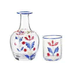 Cabana Glassware|Murano Bucaneve Hand-Painted Bedside Set