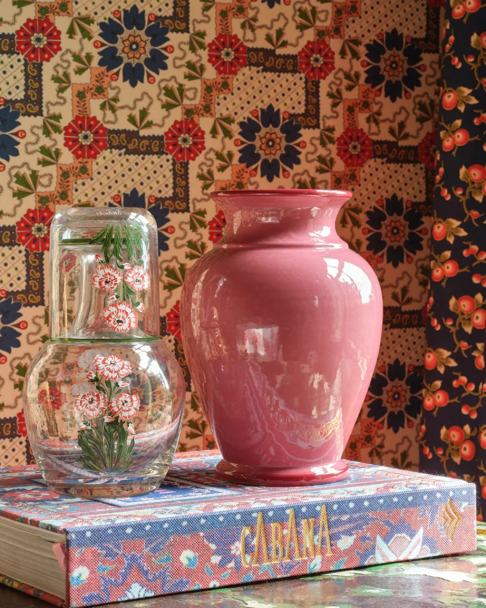 Cabana Glassware|Murano Garofano Hand-Painted Bedside Set