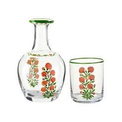 Cabana Glassware|Murano Marigold Hand-Painted Bedside Set