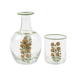 Cabana Glassware|Murano Marigold Hand-Painted Bedside Set