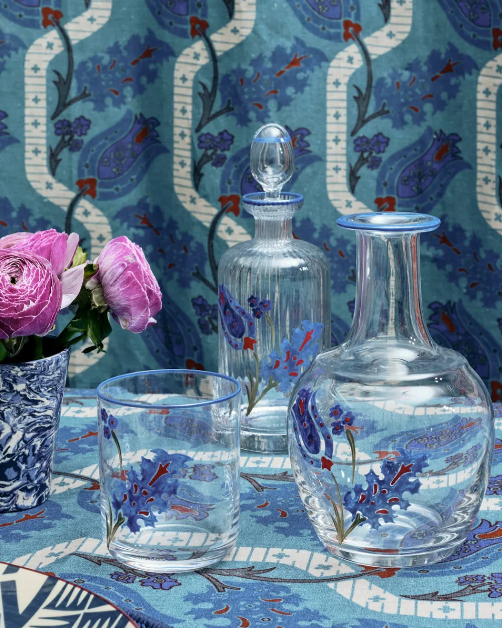 Cabana Glassware|Murano Topkapi Hand-Painted Oil Bottle