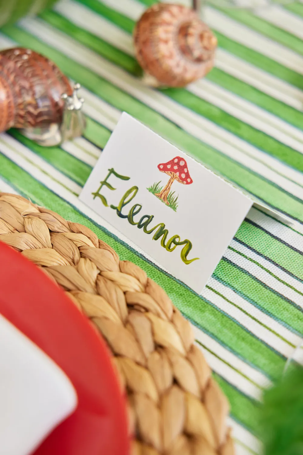 Catherine Owen Design Place Settings & Linens|Mushroom Place Cards, Set of 12