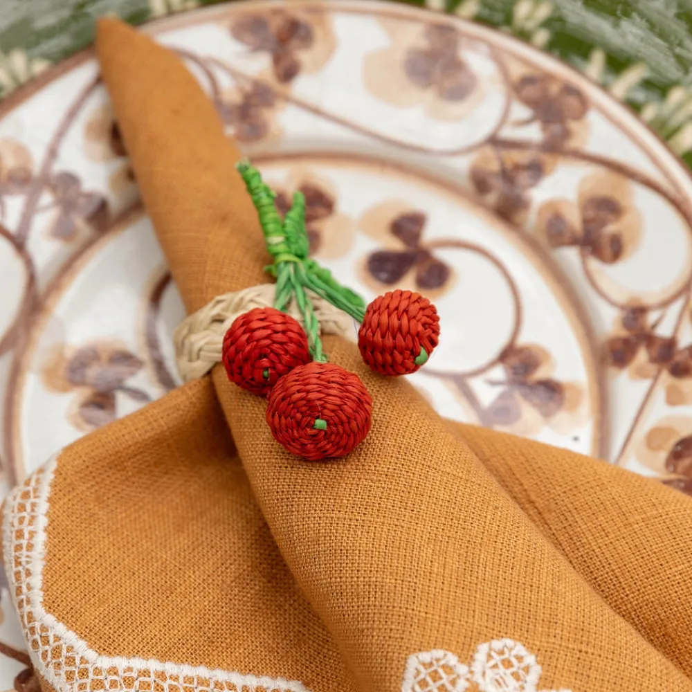 Sharland England Wicker|Place Settings & Linens|Napkin Rings Cherry, Set Of 4