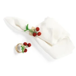 Sharland England Wicker|Place Settings & Linens|Napkin Rings Cherry, Set Of 4