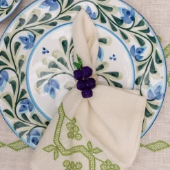 Sharland England Wicker|Place Settings & Linens|Napkin Rings Grape, Set Of 4