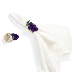 Sharland England Wicker|Place Settings & Linens|Napkin Rings Grape, Set Of 4