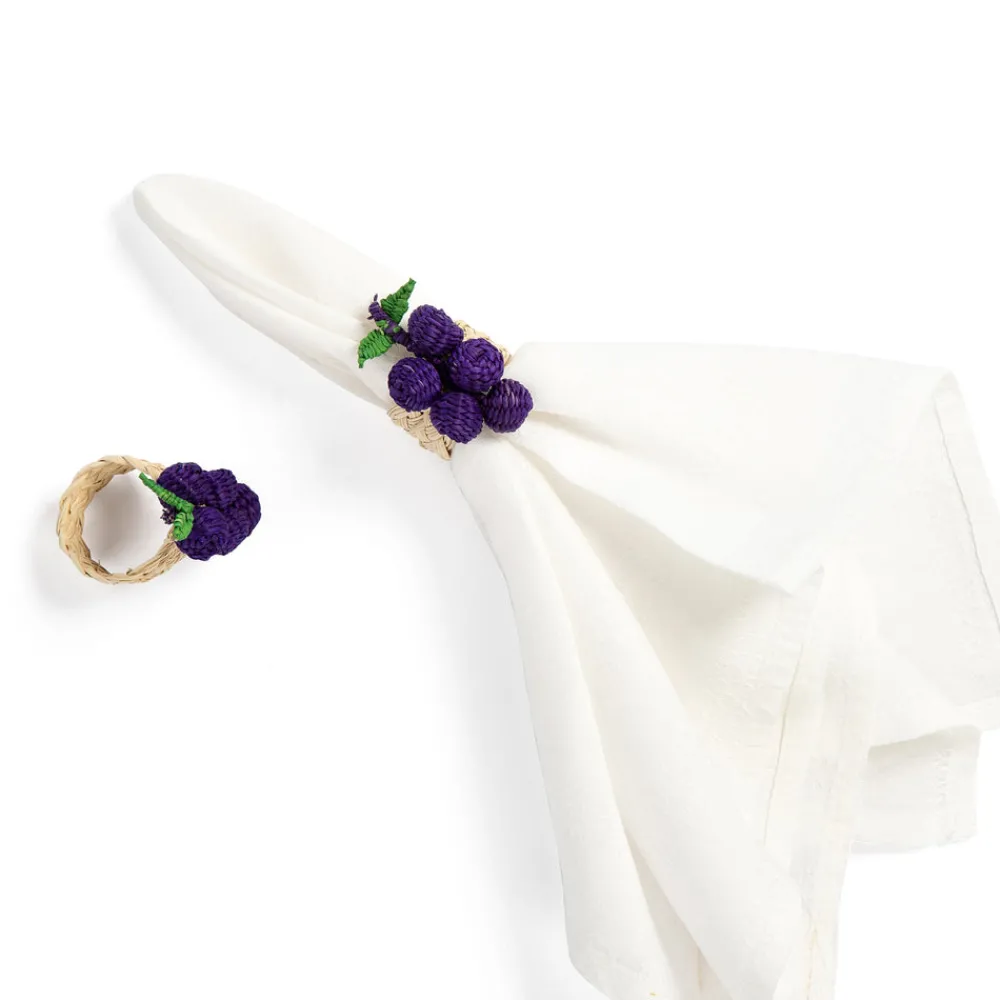 Sharland England Wicker|Place Settings & Linens|Napkin Rings Grape, Set Of 4