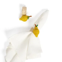 Sharland England Wicker|Place Settings & Linens|Napkin Rings Lemon, Set Of 4
