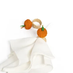 Sharland England Wicker|Place Settings & Linens|Napkin Rings Orange, Set Of 4