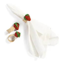 Sharland England Wicker|Place Settings & Linens|Napkin Rings Strawberry, Set Of 4